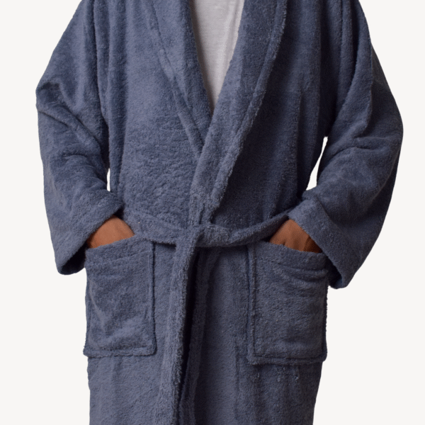 Deep Blue Shawl Collar Bathrobe - Image 3