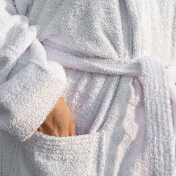 White Shawl Collar Bathrobe - Image 2